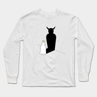 angel and devil cartoon shadow on the wall Long Sleeve T-Shirt